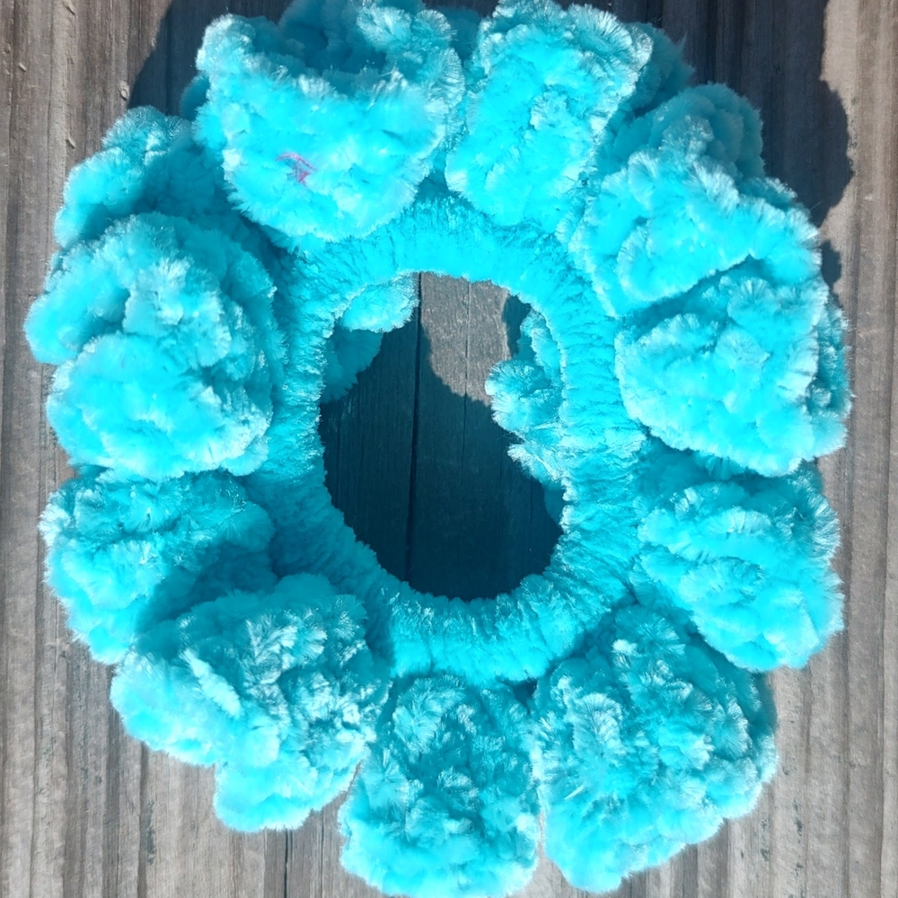 Fluffy Blue Hair Scrunchie